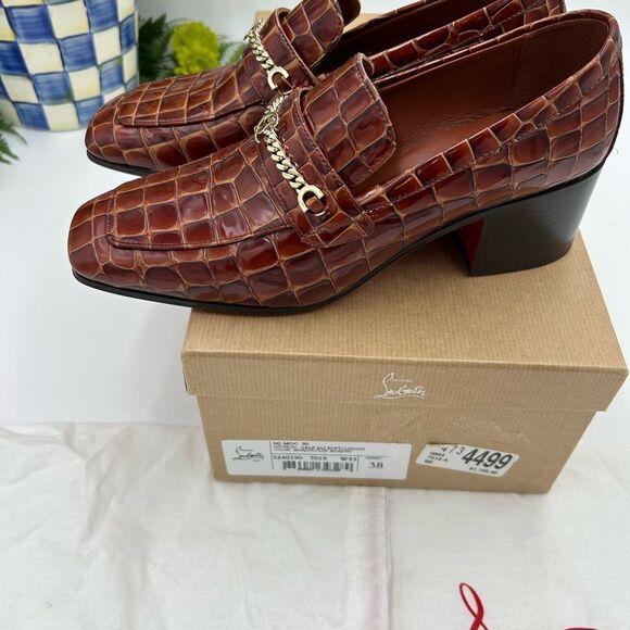 Women’s Christian Louboutin MJ, moc leather loafers size 38 made in Italy - Picture 6 of 13
